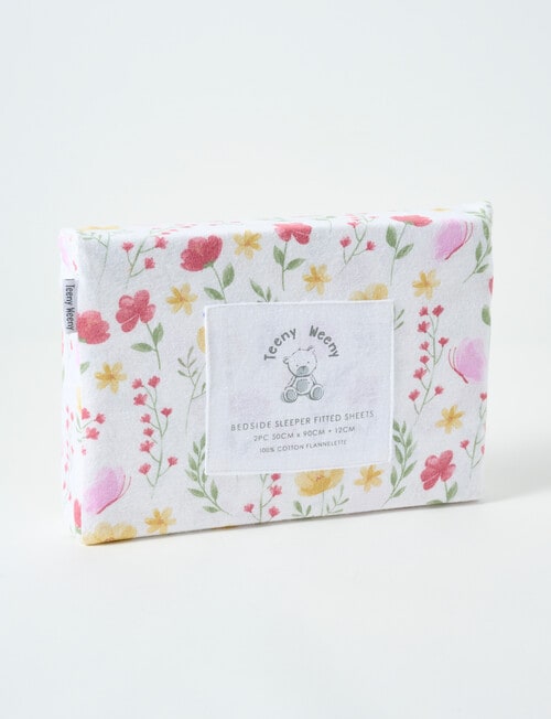 Teeny Weeny Flannelette Bedside Sleeper Fit Sheets x2, Wild Flowers product photo View 02 L