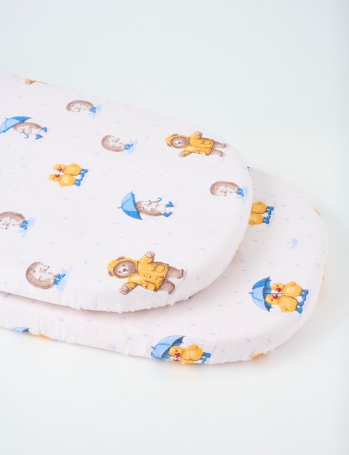 Teeny Weeny Flannelette Bedside Sleeper Fit Sheets x2, Rainy Day product photo