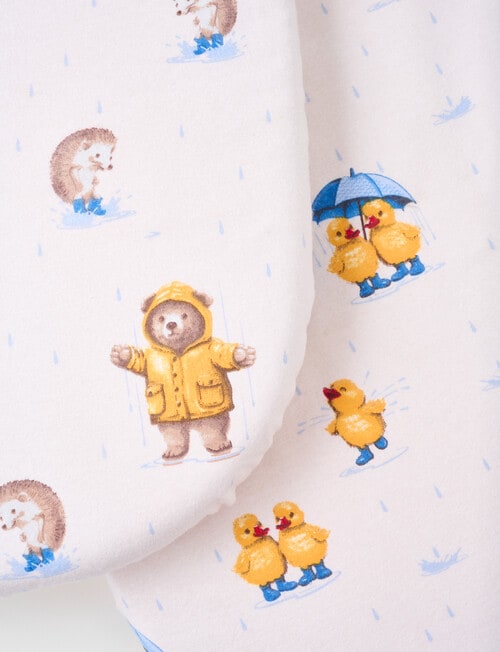 Teeny Weeny Flannelette Bedside Sleeper Fit Sheets x2, Rainy Day product photo View 04 L