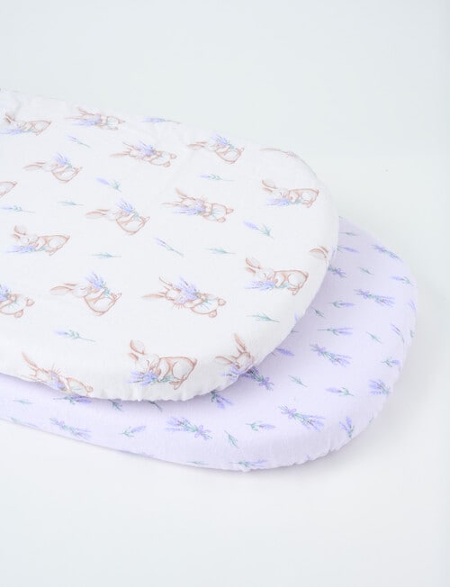 Teeny Weeny Flannelette Bedside Sleeper Fit Sheets x2, Lavender product photo