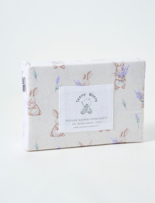 Teeny Weeny Flannelette Bedside Sleeper Fit Sheets x2, Lavender product photo View 02 L