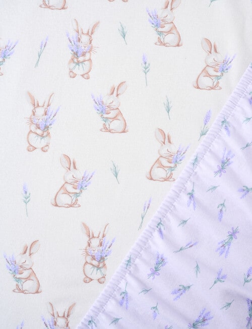 Teeny Weeny Flannelette Bedside Sleeper Fit Sheets x2, Lavender product photo View 03 L