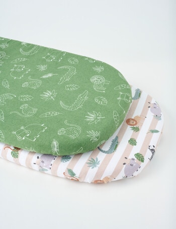 Teeny Weeny Flannelette Bedside Sleeper Fit Sheets x2, Safari Park product photo