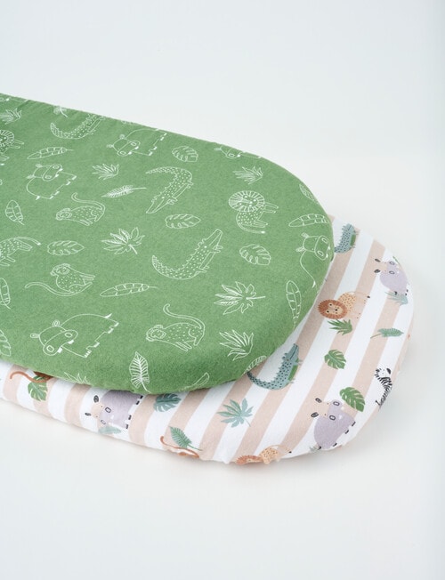 Teeny Weeny Flannelette Bassinet Fitted Sheets x2, Safari Park product photo