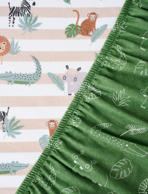 Teeny Weeny Flannelette Bassinet Fitted Sheets x2, Safari Park product photo View 03 L