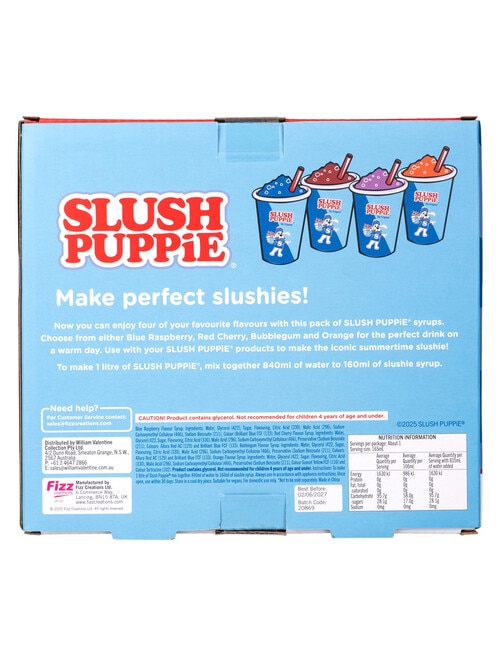 Slush Puppie Syrups, 4-Pack, Blue Raspberry, Cherry, Bubblegum, Orange product photo View 02 L
