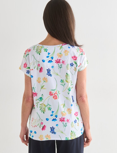 Ella J Printed Cap Sleeve Tee, White product photo View 02 L