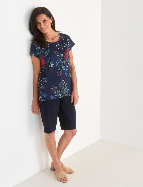 Ella J Printed Cap Sleeve Tee, Navy product photo View 05 L