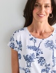 Ella J Printed Cap Sleeve Tee, Toile product photo