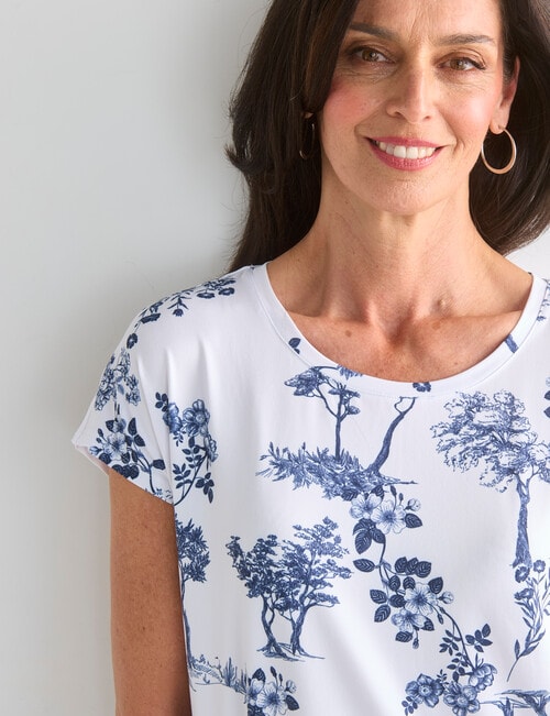 Ella J Printed Cap Sleeve Tee, Toile product photo