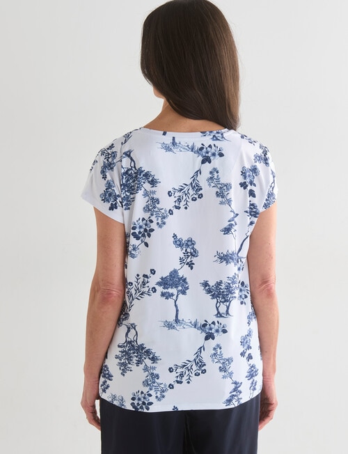 Ella J Printed Cap Sleeve Tee, Toile product photo View 02 L