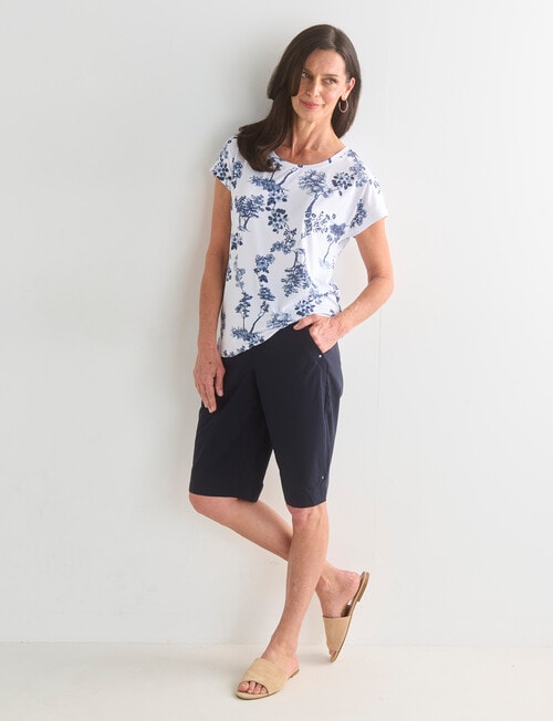 Ella J Printed Cap Sleeve Tee, Toile product photo View 03 L