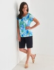 Ella J Printed Cap Sleeve Tee, Aqua product photo View 04 S