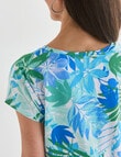 Ella J Printed Cap Sleeve Tee, Aqua product photo View 06 S