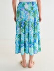 Ella J Printed Shirred Waist Skirt, Aqua product photo View 02 S