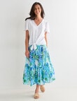 Ella J Printed Shirred Waist Skirt, Aqua product photo View 03 S