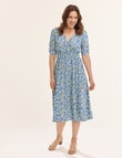 Ella J Faux Printed Wrap Dress, Aqua product photo