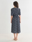 Ella J Printed Faux Wrap Dress, Navy product photo View 02 S