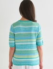Ella J Knit Short Sleeve Top, Aqua product photo View 02 S
