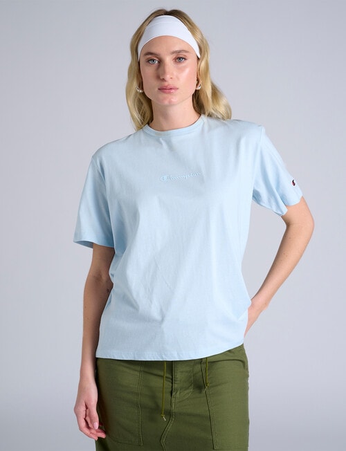 Champion Tonal Script Short Sleeve Tee, Silence Blue product photo