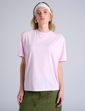 Champion Tonal Script Short Sleeve Tee, Model Pink product photo