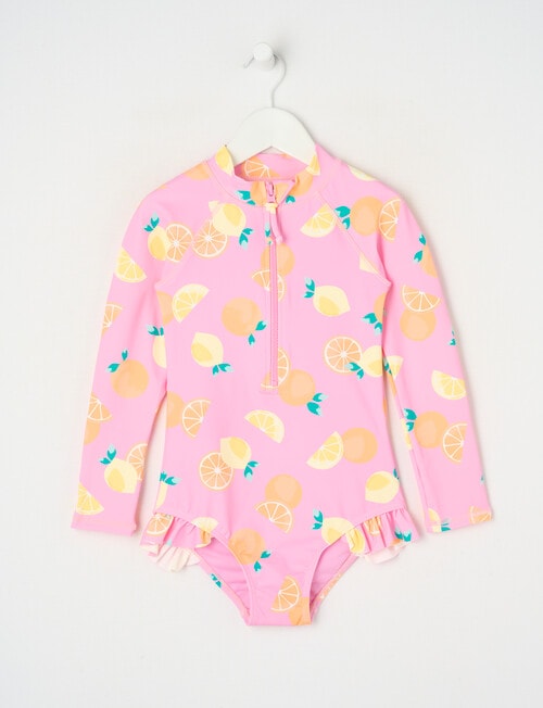 Wavetribe Lemons Long Sleeve Rashsuit, Candy Pink product photo