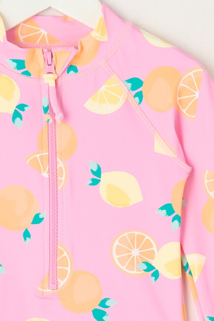 Wavetribe Lemons Long Sleeve Rashsuit, Candy Pink product photo View 02 L