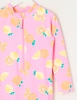 Wavetribe Lemons Long Sleeve Sunsuit, Candy Pink product photo View 02 S