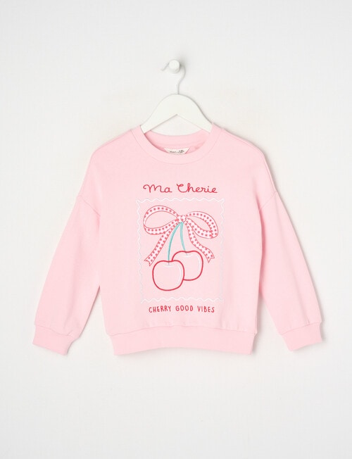 Mac & Ellie Cherry French Terry Sweatshirt, Pink Sorbet product photo