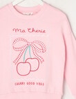 Mac & Ellie Cherry French Terry Sweatshirt, Pink Sorbet product photo View 02 S