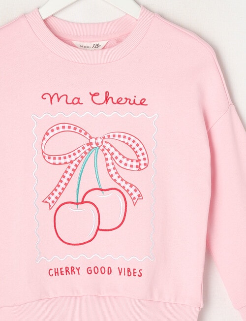 Mac & Ellie Cherry French Terry Sweatshirt, Pink Sorbet product photo View 02 L
