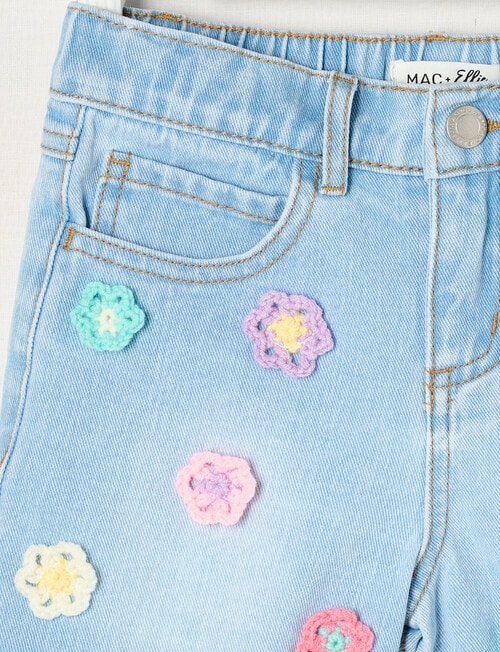Mac & Ellie Crochet Daisies Denim Short, Light Blue product photo View 03 L
