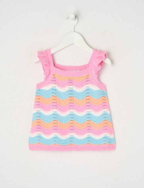 Mac & Ellie Wave Crochet Look Top, Pink product photo