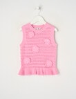 Mac & Ellie Daisies Crochet Look Singlet, Candy product photo