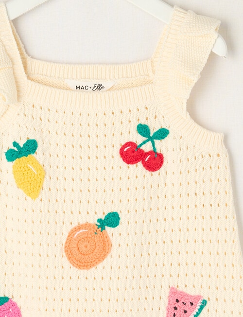 Mac & Ellie Fruit Crochet Look Top, Natural product photo View 02 L