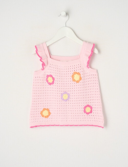 Mac & Ellie Daisies Crochet Look Top, Blush product photo