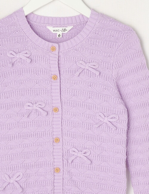 Mac & Ellie Bows Knit Cardigan, Lilac product photo View 02 L