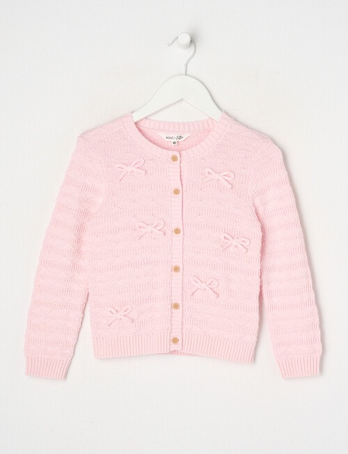 Mac & Ellie Bows Knit Cardigan, Blush product photo