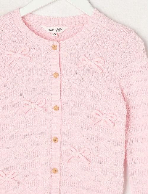 Mac & Ellie Bows Knit Cardigan, Blush product photo View 02 L