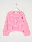 Mac & Ellie Daisies Crochet Look Jumper, Candy product photo
