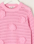 Mac & Ellie Daisies Crochet Look Jumper, Candy product photo View 02 S