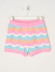 Mac & Ellie Wave Crochet Look Shorts, Pink product photo
