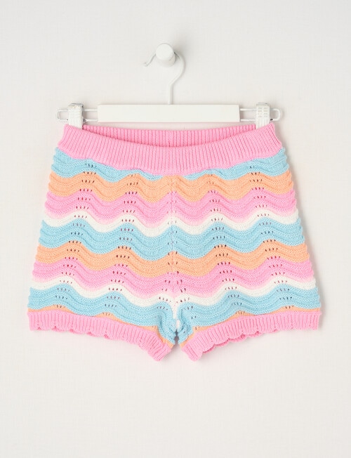 Mac & Ellie Wave Crochet Look Shorts, Pink product photo