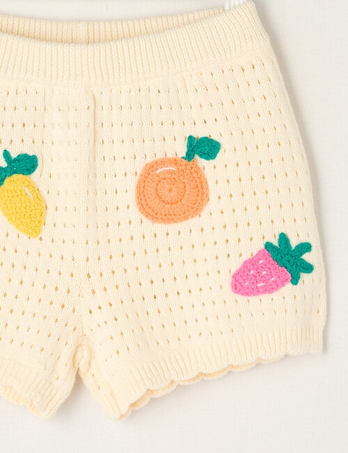 Mac & Ellie Crochet Look Shorts, Natural product photo View 02 L