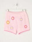 Mac & Ellie Crochet Look Shorts, Blush product photo