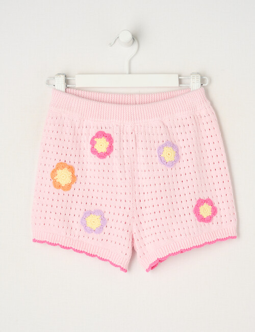 Mac & Ellie Crochet Look Shorts, Blush product photo
