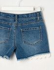 Mac & Ellie Lace Trim Stretch Denim Short, Mid Blue product photo View 02 S