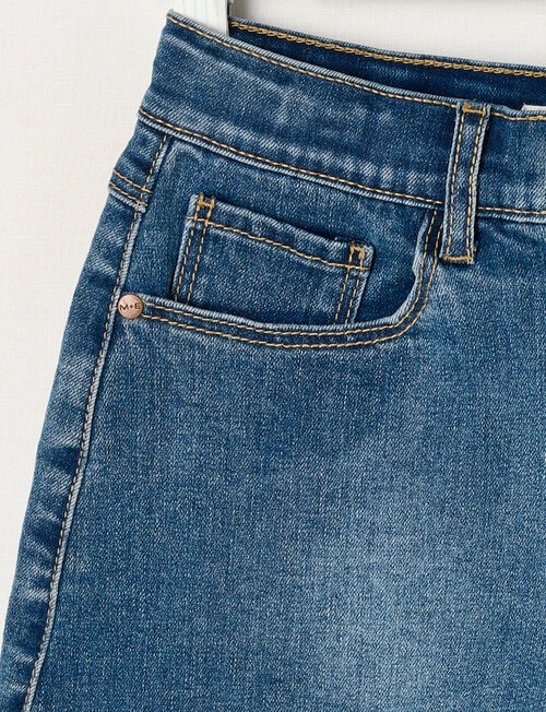 Mac & Ellie Lace Trim Stretch Denim Short, Mid Blue product photo View 03 L