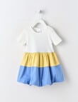 Teeny Weeny Lady Bug Bubble Dress, White, Yellow & Blue product photo