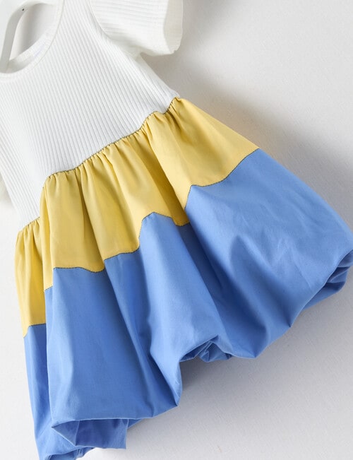 Teeny Weeny Lady Bug Bubble Dress, White, Yellow & Blue product photo View 03 L